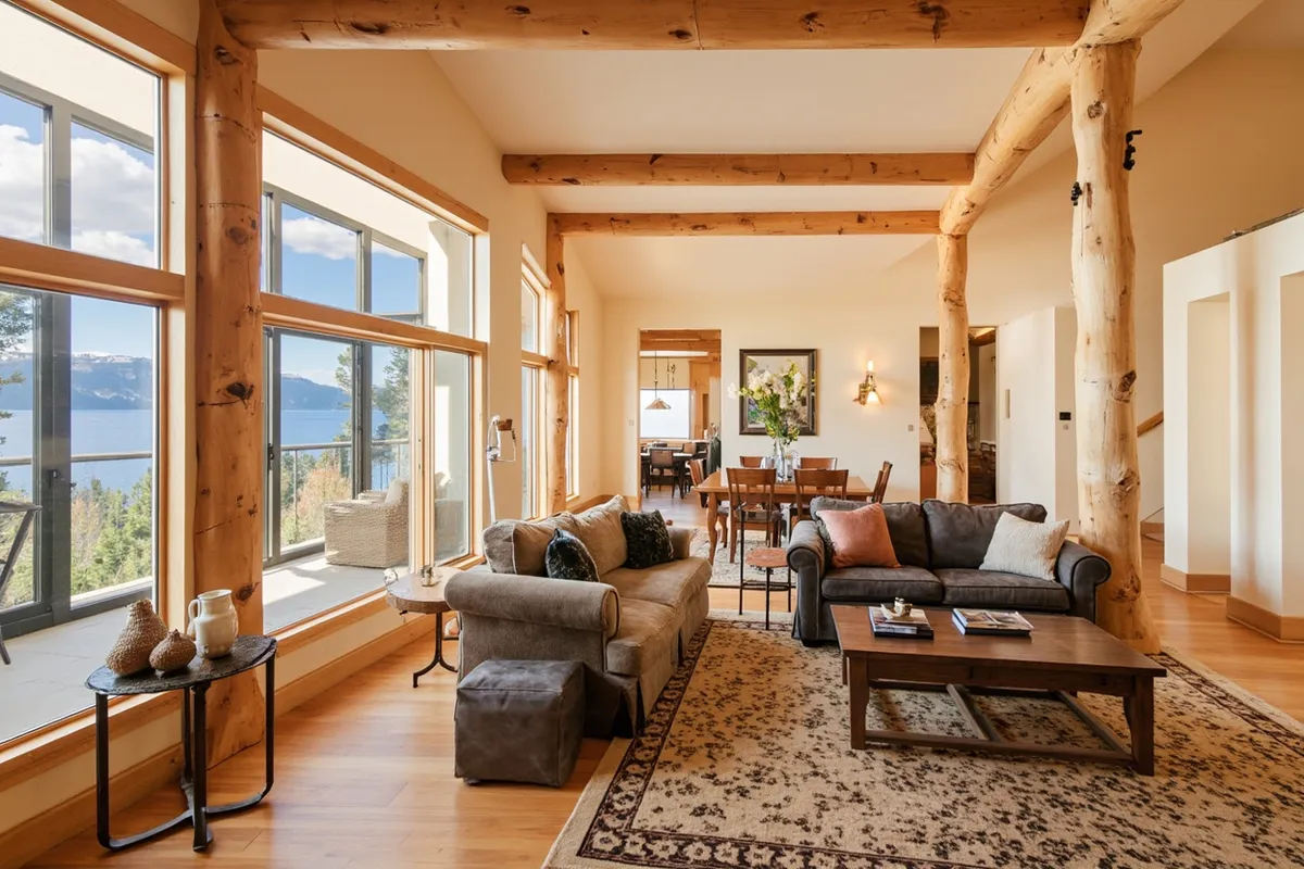 Interior paint job in a mountain great room