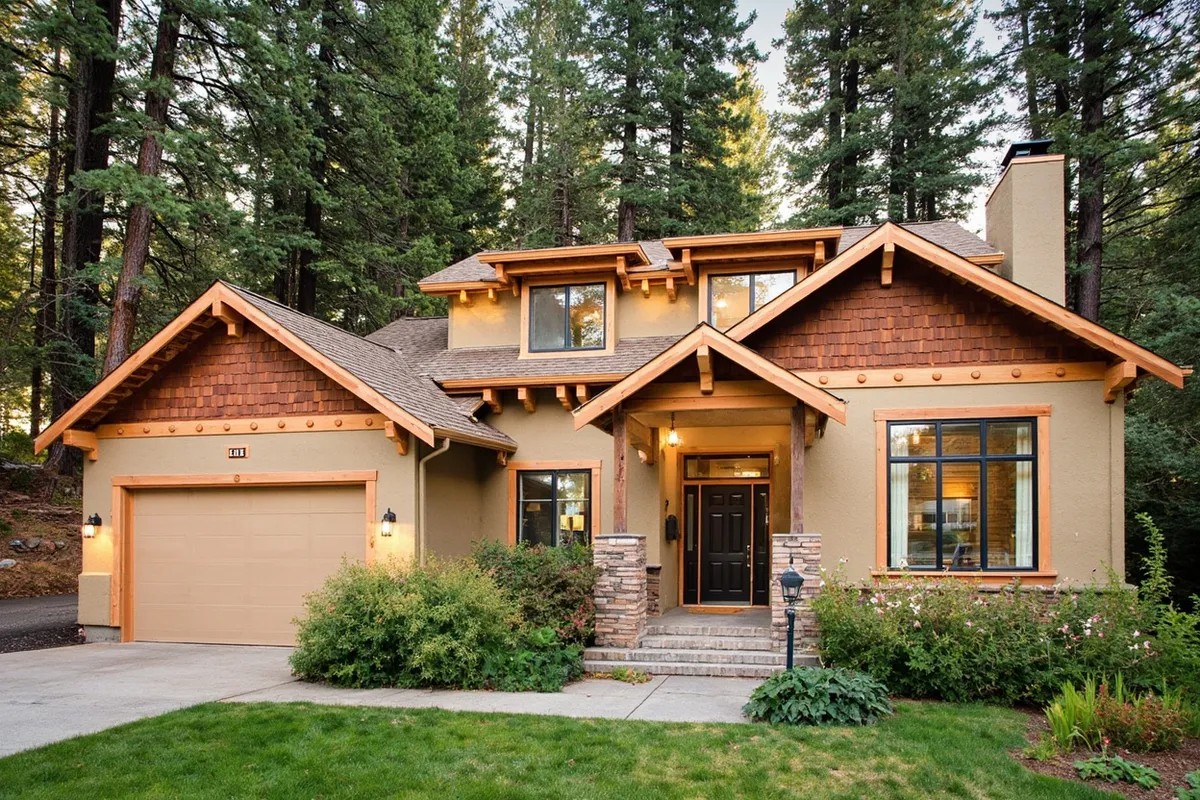 Exterior painting of a craftsman Lake Tahoe home